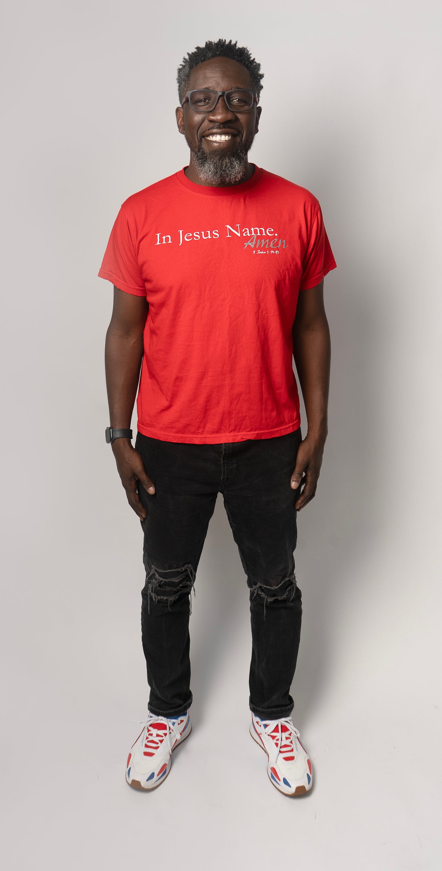 In Jesus Name, Amen (IJN) Crimson tee